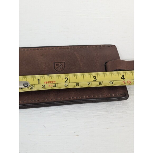 Allen Edmonds Brown Leather Luggage Tag Rare Luxury Mens - Picture 6 of 6